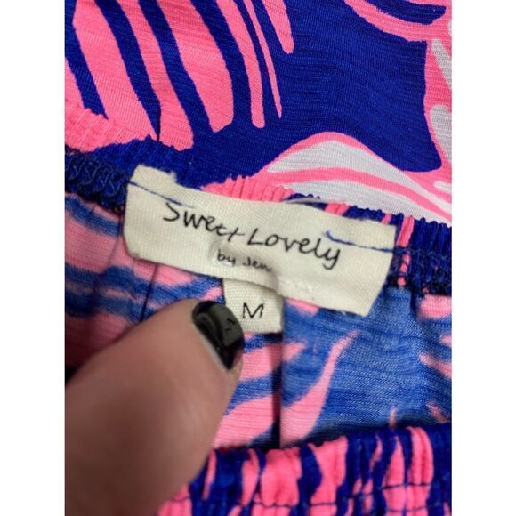 Sweet Lovely by Jen Royal Blue & Neon Pink Off Shoulder Maxi Dress NWOT - Picture 4 of 4